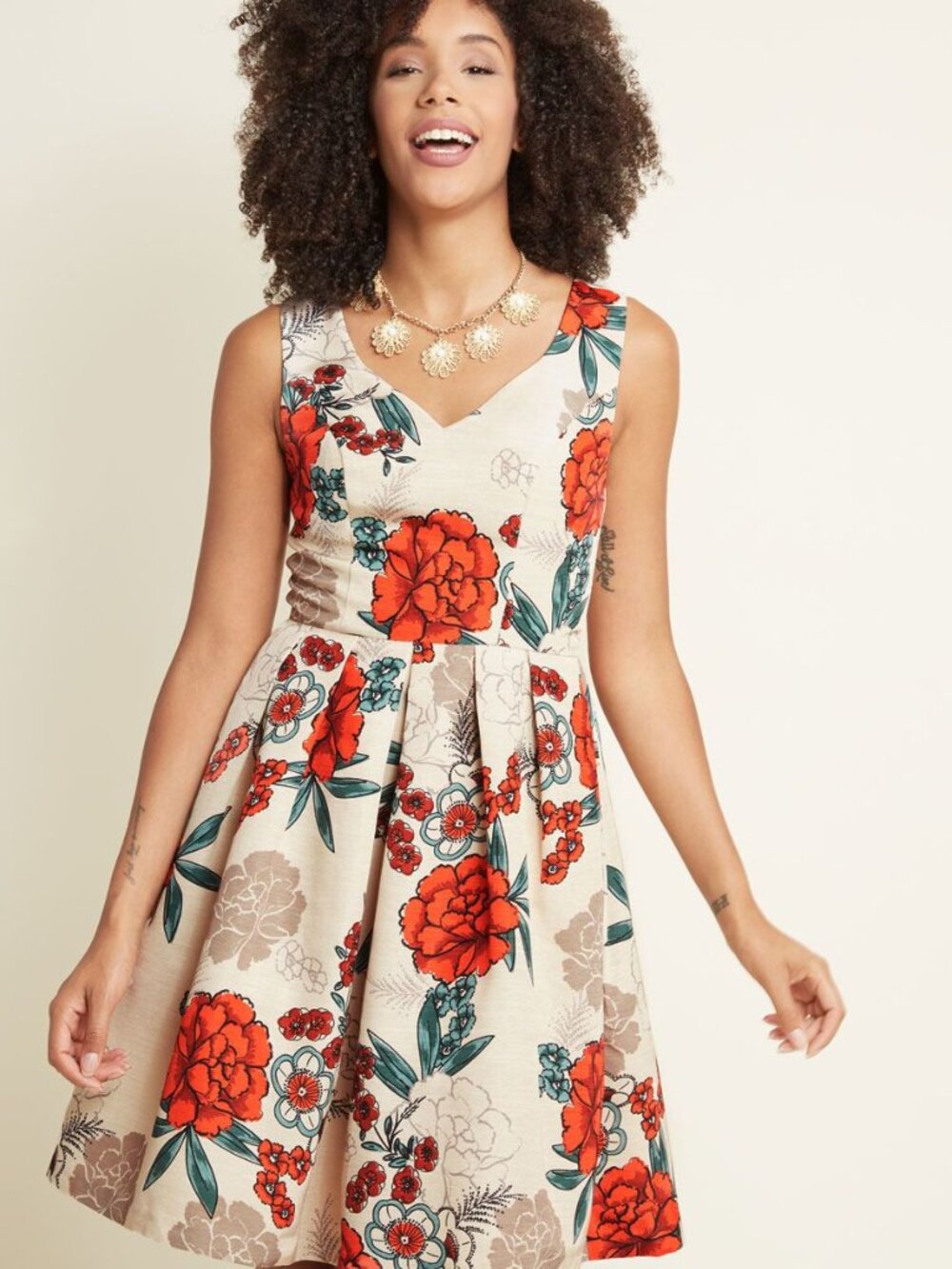 ModCloth Elegant Excellence Floral Cocktail Dress | Fit & Flare | Size S